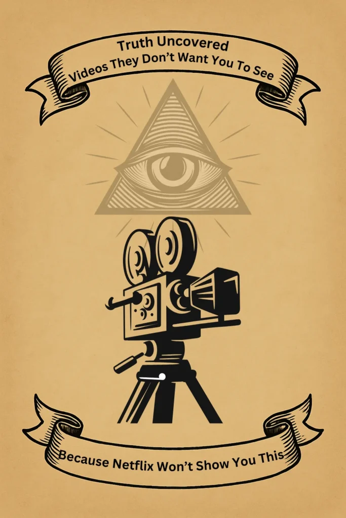 Illustration of an old vintage film camera with dramatic lighting, symbolising hidden truths revealed through video.