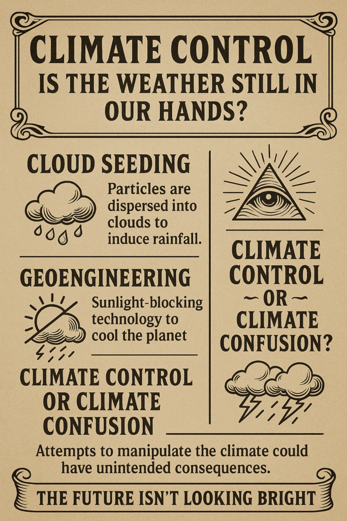 Discover the truth behind climate control. From cloud seeding to sun-blocking tech, who’s really deciding our weather? Open your eyes quickly