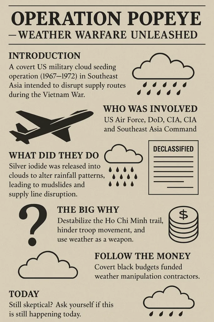 The US military used cloud seeding to wage weather warfare during Vietnam. Operation Popeye was real. Still think it's just a theory? Read on
