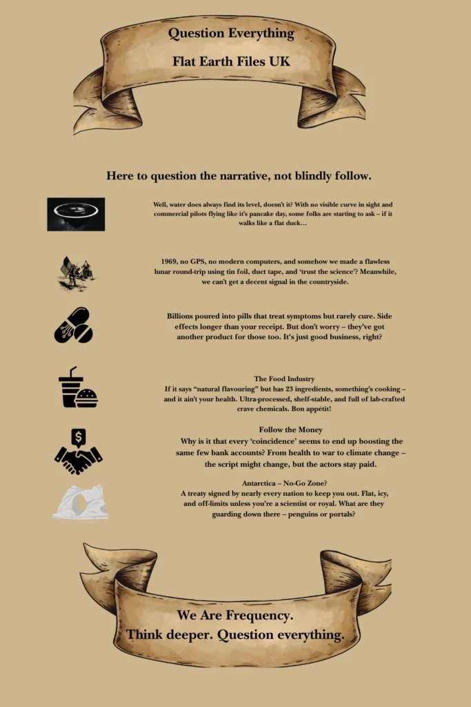 Explore Flat Earth Files UK – your source for eye-opening truths, real-world questions, and the cracks in the globe model they won’t explain.