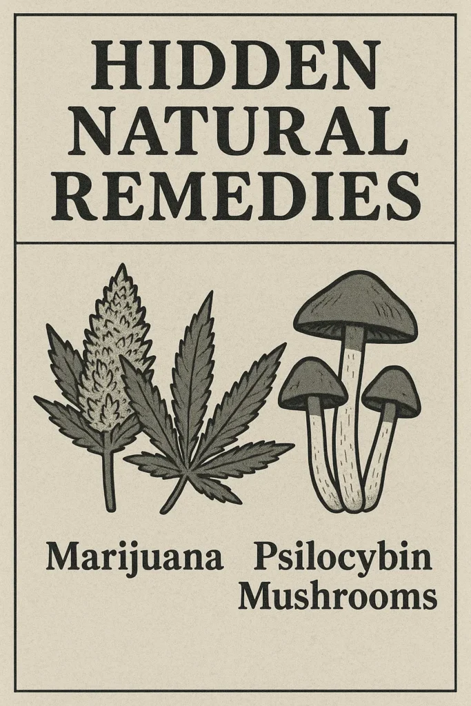 Hidden Natural Remedies. Evidence for cannabis, psilocybin, DMT  Ashwagandha. They are natural, a gift from mother nature. Big pharma lies.