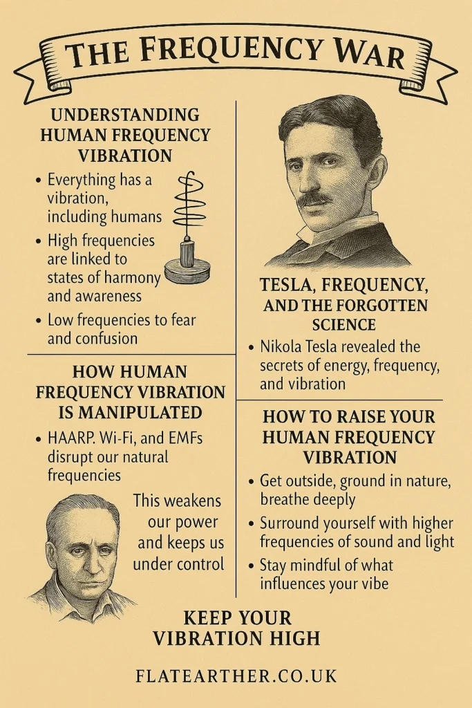 Human frequency vibration, Tesla’s secrets, & how to keep your energy high against modern low-frequency control. A must read to keep you high