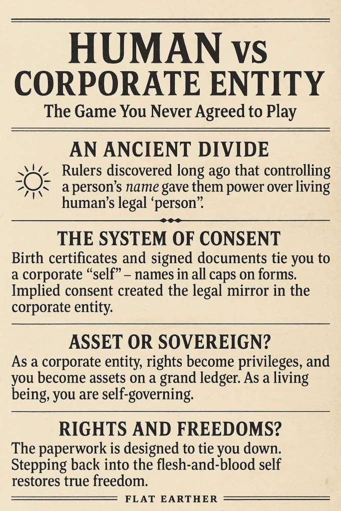 Read how the human vs corporate entity system was created, how it controls identity, and why awareness changes everything. A real eye opener.